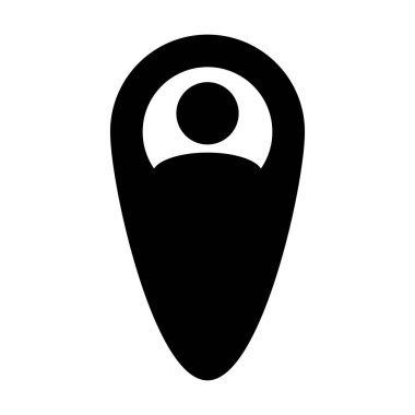 Sokak simge vektör konumu harita işaretleyici PIN sembolü düz renk glif piktogram çizimde ile erkek Kullanıcı kişi profili avatar