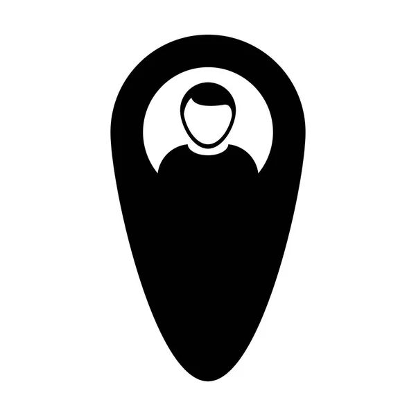 Icône Destination Utilisateur Vecteur Homme Profil Avatar Avec Carte Marqueur — Image vectorielle