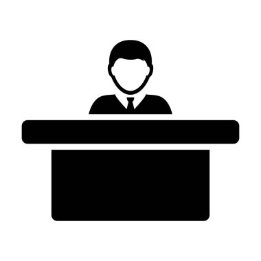 Alt simge vektör erkek kişi avatar sembolü düz renk glif piktogram illüstrasyon ofis işgal için tablo ile