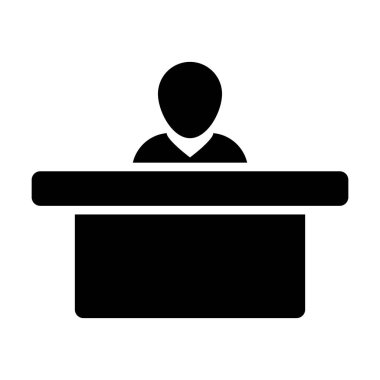Yöneticisi simge vektör erkek kişi avatar sembol ofis için tablo ile çalışma düz renk glif piktogram çizimde