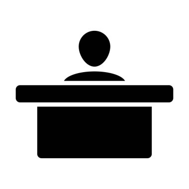 Personel simge vektör erkek kişi avatar sembol ofis için tablo ile çalışma düz renk glif piktogram çizimde