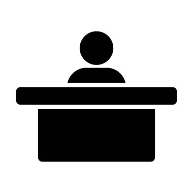 Tablo için düz renk glif piktogram illüstrasyon ofiste olan randevu simge vektör erkek kişi avatar simge
