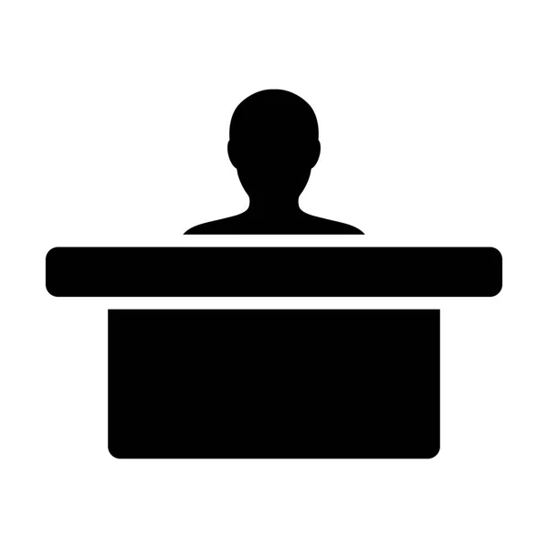 Tisch Symbol Vektor Männliche Person Avatar Symbol Für Büroberufe Flacher — Stockvektor