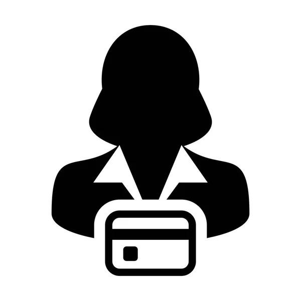 Shopping Icon Vector Female User Person Profile Avatar Symbol Credit — Stock Vector