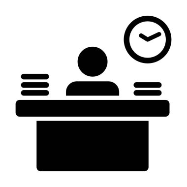 Yönetim simge vektör erkek kişi avatar sembol ofis için tablo ile çalışma düz renk glif piktogram çizimde