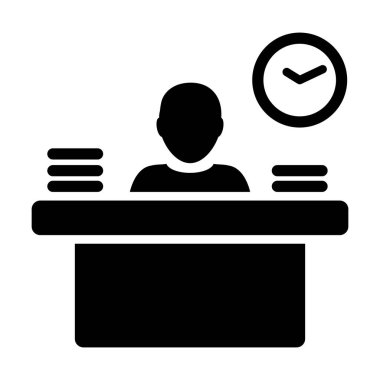 Yöneticisi simge vektör erkek kişi avatar sembol ofis için tablo ile çalışma düz renk glif piktogram çizimde