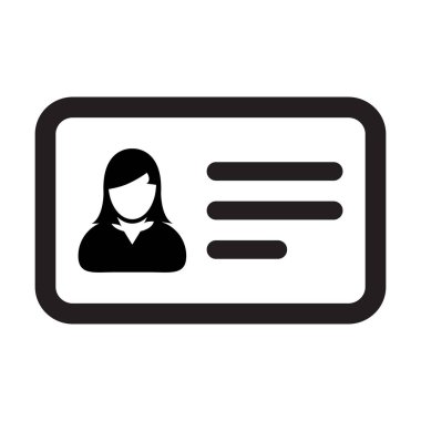 Kimlik kartı simge vektör kadın Kullanıcı kişi profili avatar simge düz renk glif piktogram illüstrasyon