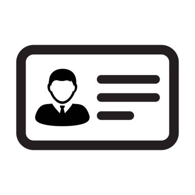 İş simge vektör erkek Kullanıcı kişi profili avatar sembolü düz renk glif piktogram çizimde kimlik kartı ile