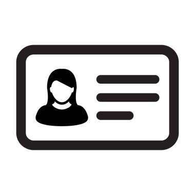 Kimlik kartı simge vektör kadın Kullanıcı kişi profili avatar simge düz renk glif piktogram illüstrasyon
