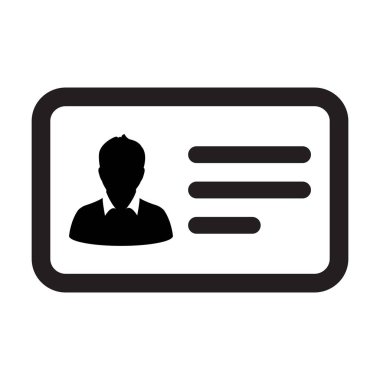 Bilgi simge vektör erkek Kullanıcı kişi profili avatar sembolü düz renk glif piktogram çizimde kimlik kartı ile