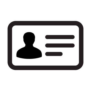 Erişim simgesi vektör erkek Kullanıcı kişi profili avatar sembolü ile kimlik kartı düz renk glif piktogram çizimde
