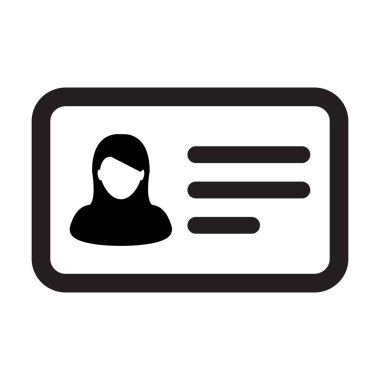 Kimlik kartı düz renk glif piktogram resimde olan kişi simge vektör kadın Kullanıcı profil avatar simge