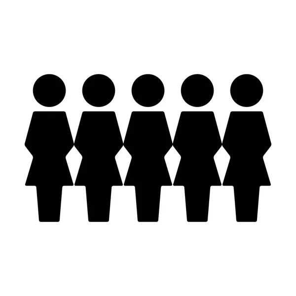 Personnages Icône Vecteur Femelle Groupe Personnes Symbole Avatar Pour Équipe — Image vectorielle