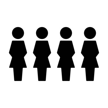 Grup simge vektör dişi insanlar için düz renk glif piktogram illüstrasyon iş yönetimi kişilerde avatar simge