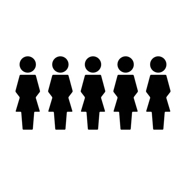 Gente icono vector grupo femenino de personas símbolo avatar para el equipo de gestión de negocios en color plano glifo pictograma ilustración — Vector de stock