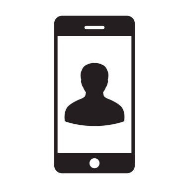 Uygulama simge vektör erkek kişi profili avatar glif piktogram resimde iletişim için telefon simgesiyle