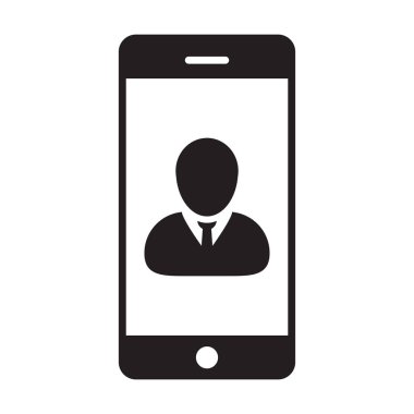 Telefon kullanıcı simge vektör erkek kişi profili avatar glif piktogram resimde iletişim için telefon simgesiyle