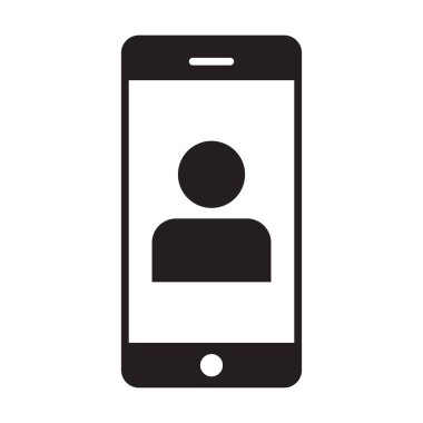 Uygulama simge vektör erkek kişi profili avatar glif piktogram resimde iletişim için telefon simgesiyle