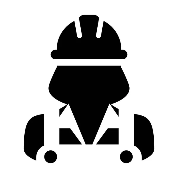承包商图标向量男性工人个人资料头像与安全帽头盔和夹克在字形象形图的例证 — 图库矢量图片