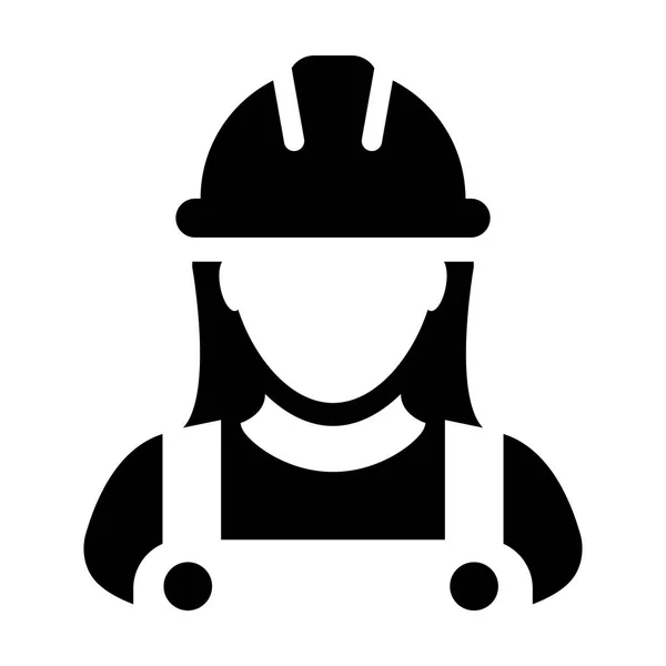 Safety worker icon vector male construction service person profile avatar with hardhat helmet and jacket in glyph pictogram illustration — Stock Vector