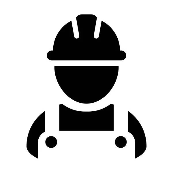 Bauarbeiter Symbol Vektor männliche Service-Person Profil Avatar mit Hardhat Helm und Jacke in Glyphen-Piktogramm-Illustration — Stockvektor