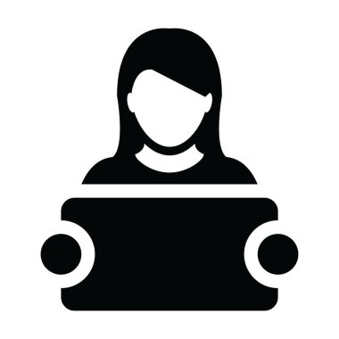 Tabela reklam kampanyası glif piktogram resimde için olan Billboard simge vektör kadın kişi profili avatar simge