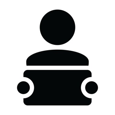 Simge vektör erkek kişi profil avatar sembolü ile tabela glif piktogram çizimde kampanya için reklam