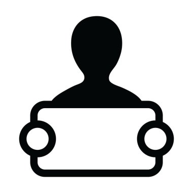 İçin glif piktogram illüstrasyon kampanyada reklam tabela simge vektör erkek kişi profil avatar simgesi