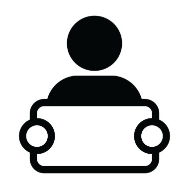 Tabela reklam glif piktogram resimde için olan kampanya simge vektör erkek kişi profil avatar simge