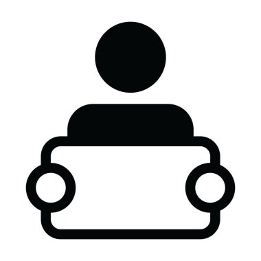 Tabela reklam kampanyası glif piktogram resimde için olan duyuru simge vektör erkek kişi profili avatar simge