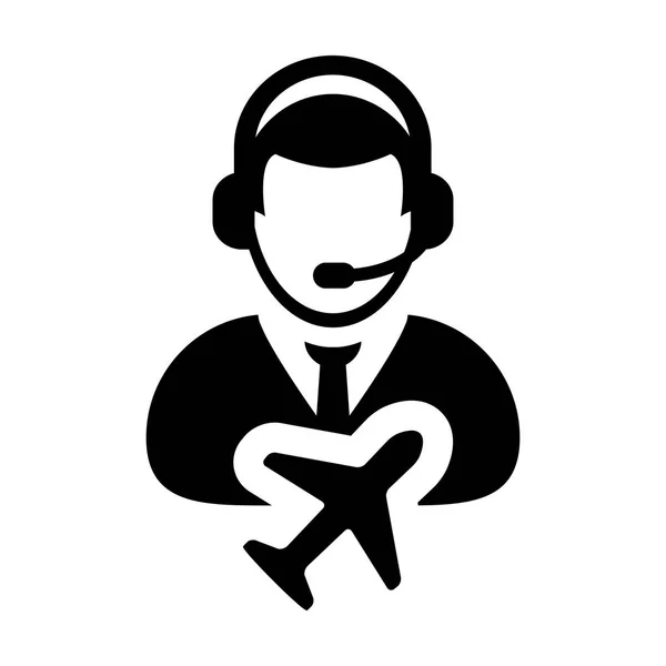 Klant dienst pictogram vector mannelijke persoon profiel symbool voor reizen en vakanties ondersteuning hulplijn in glyph pictogram afbeelding — Stockvector