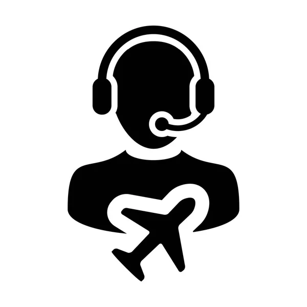 Billet icône de service à la clientèle vecteur mâle symbole de profil de personne pour Voyage et vacances assistance téléphonique en illustration de pictogramme de glyphe — Image vectorielle