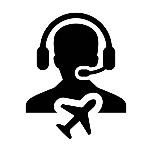 Vakantie Customer service pictogram vector mannelijke persoon profiel symbool voor reizen ondersteuning hulplijn in glyph pictogram afbeelding — Stockvector