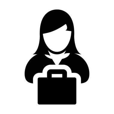 Çanta simge vektör kadın kişi profil avatar perakende iş ve Ticaret için alışveriş sembolü ile düz renk glif piktogram illüstrasyon