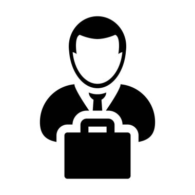 Evrak Çantası'nı simge vektör erkek kişi profili avatar simgesi düz renk glif piktogram illüstrasyon iş