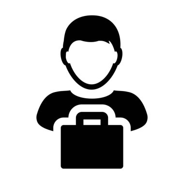 Alışveriş erkek düz illüstrasyon iş kişi simge profil renk sembol vektör çanta