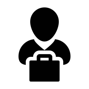 Düz renk glif piktogram illüstrasyon perakende iş ve Ticaret için alışveriş çantası sembolü ile satın simge vektör erkek kişi profili avatar