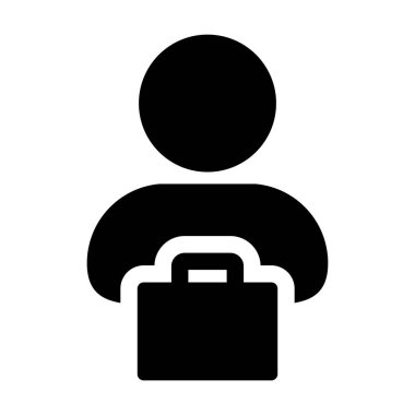 Düz renk glif piktogram illüstrasyon perakende iş ve Ticaret için alışveriş çantası sembolü ile satış simgesi vektör erkek kişi profili avatar