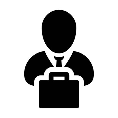 Düz renk glif piktogram illüstrasyon perakende iş ve Ticaret için alışveriş çantası sembolü ile müşteri simgesi vektör erkek kişi profili avatar