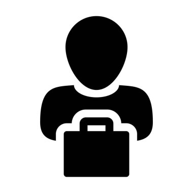 Düz renk glif piktogram illüstrasyon perakende iş ve Ticaret için alışveriş çantası sembolü ile tüketici simgesi vektör erkek kişi profili avatar