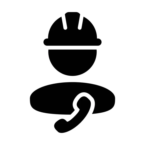 Gözetmen simgesi vektör erkek inşaat işçisi kişi profili avatar ile telefon ve hardhat kask karakter piktogram illüstrasyon — Stok Vektör