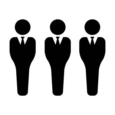 Kişilerin iş kişi simge vektör erkek grup sembol düz renk glif piktogram illüstrasyon iş yönetim ekibi için avatar