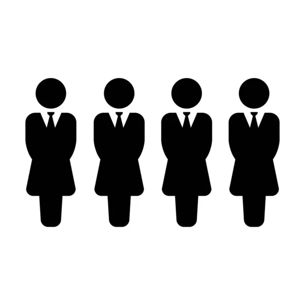 Grupo ícone vetor de pessoas femininas símbolo avatar para a equipe de gestão de negócios na ilustração pictograma glifo cor plana —  Vetores de Stock