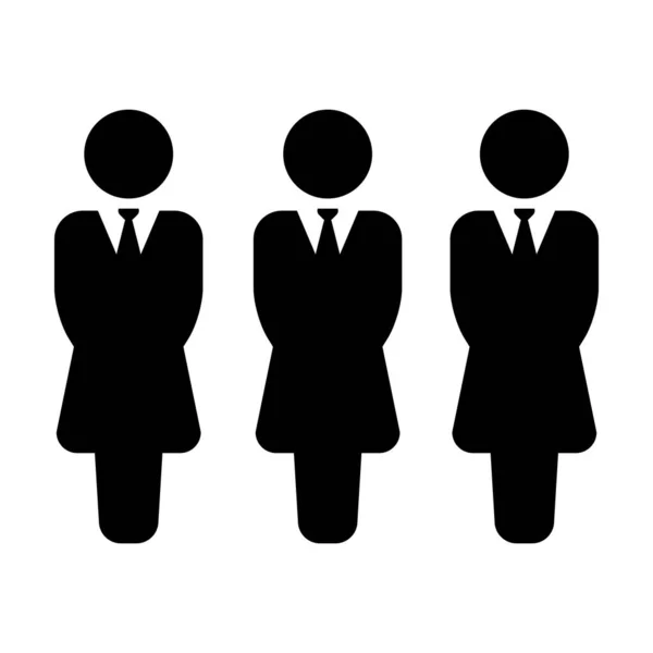 Business person Icon vektor kvinnlig grupp av personer symbol avatar för Business Management Team i platt färg Glyph piktogram illustration — Stock vektor