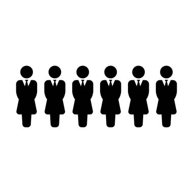 Grup simge vektör kadın kişi düz renk glif piktogram illüstrasyon iş yönetim ekibi için avatar simge