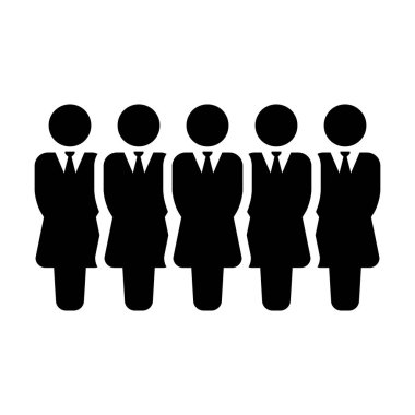 İnsanlar simge vektör erkek grup kişi sembolü avatar için düz renk glif piktogram illüstrasyon iş yönetim ekibi