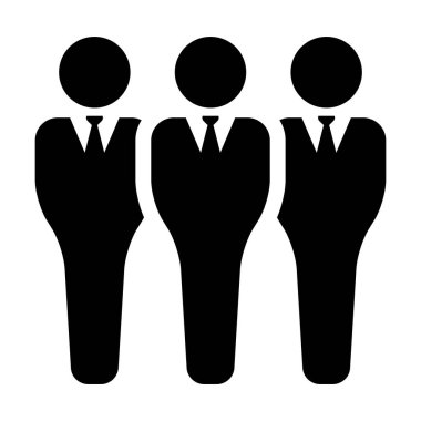 Liderlik simge vektör erkek grubu kişilerin sembol düz renk glif piktogram illüstrasyon iş yönetim ekibi için avatar