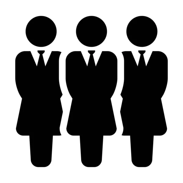 Leader ikon vektor kvinnlig grupp av personer symbol avatar för Business Management Team i platt färg Glyph piktogram illustration — Stock vektor