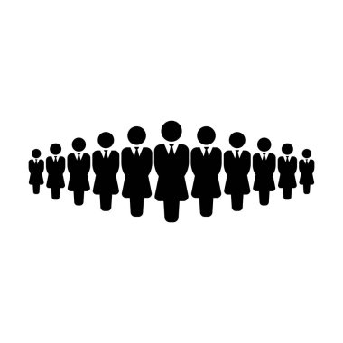 Düz renk glyph pictogram illüstrasyon iş yönetimi ekibi için kişi simgesi vektör kadın grubu kişi sembolü avatar