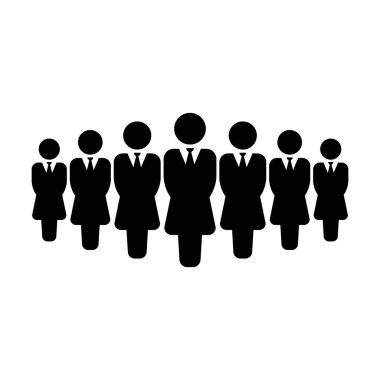 Lider simge vektör kadın grup kişiliksembolü avatar için iş yönetimi ekibi için düz renk glyph pictogram illüstrasyon